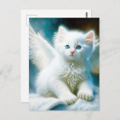 Vitage Kitten Angel Briefkaart (Voorkant / Achterkant)