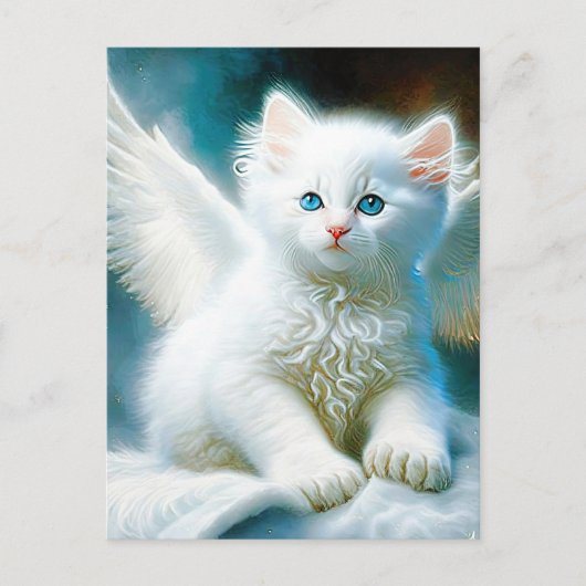 Vitage Kitten Angel Briefkaart (Voorkant)