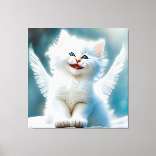Vitage Kitten Angel Canvas Afdruk (Voorkant)