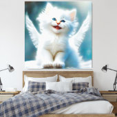 Vitage Kitten Angel Canvas Afdruk (Insitu (Slaapkamer))