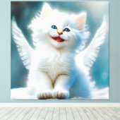 Vitage Kitten Angel Canvas Afdruk (Insitu (Houten vloer))