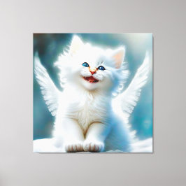 Vitage Kitten Angel Canvas Afdruk