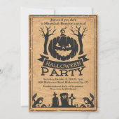Vitage Paper Spooky Pumpkin Adult Halloween Party Kaart (Voorkant)