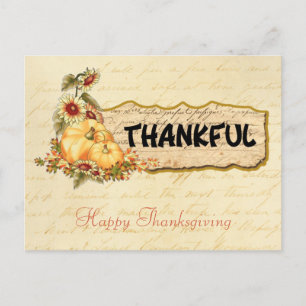 Vitage Retro Thanksgiving Day Greeting Holiday Feestdagenkaart