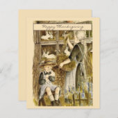 Vitage Retro Thanksgiving Girl Greeting Holiday (Voorkant / Achterkant)