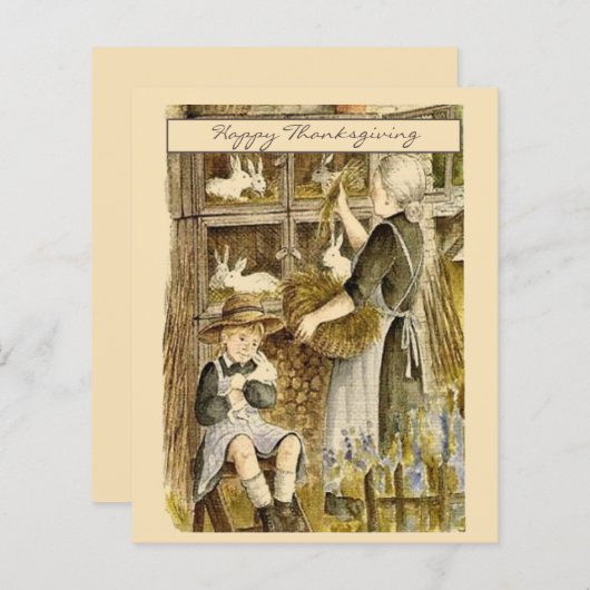 Vitage Retro Thanksgiving Girl Greeting Holiday (Voorkant / Achterkant)