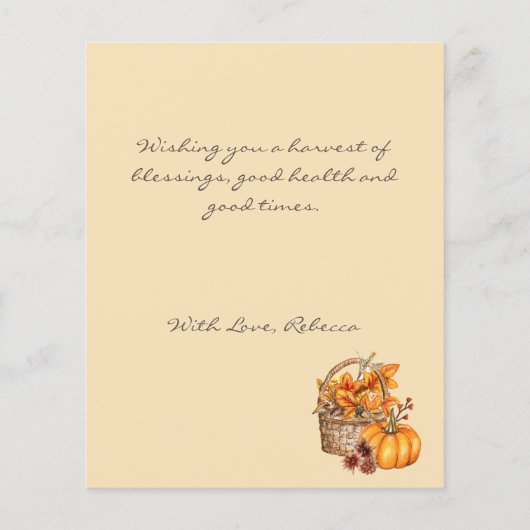 Vitage Retro Thanksgiving Girl Greeting Holiday (Achterkant)