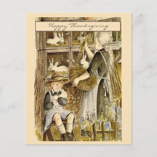 Vitage Retro Thanksgiving Girl Greeting Holiday (Voorkant)