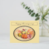 Vitage Retro Thanksgiving Pumpkins & Fall Leaves Briefkaart (Staand voorkant)