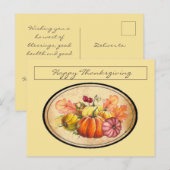 Vitage Retro Thanksgiving Pumpkins & Fall Leaves Briefkaart (Voorkant / Achterkant)