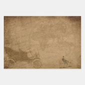 Vitage Steampunk Theenmaal Old Wereldkaart, Engine Inpakpapier Vel (Voorkant 3)