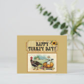 Vitage Turkey Thanksgiving Sunflower Greetings Feestdagenkaart (Staand voorkant)