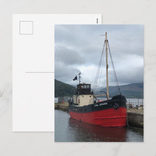 Vital Spark, puffervaartuig, Inveraray, Schotland, Feestdagenkaart (Voorkant / Achterkant)