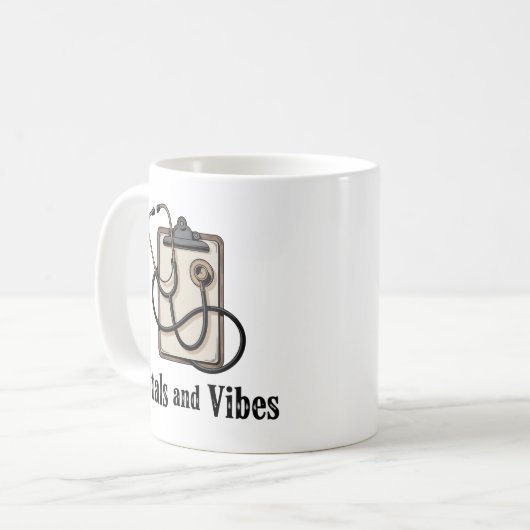 Vitals and Vibes | Healthcare Humor Design   Koffiemok (Voorkant links)