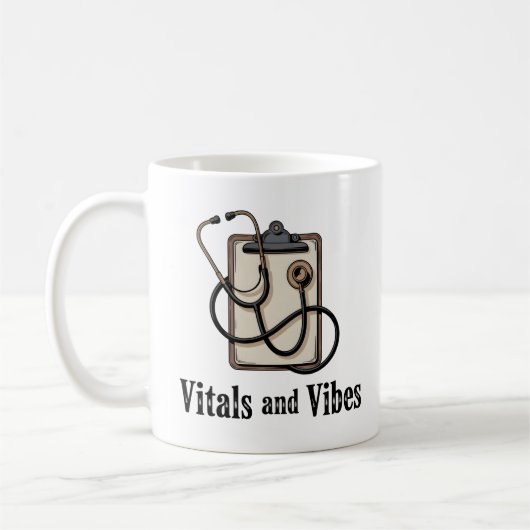 Vitals and Vibes | Healthcare Humor Design   Koffiemok (Links)