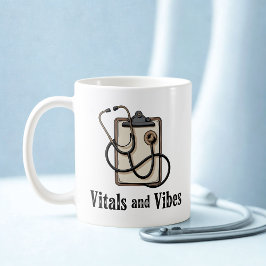 Vitals and Vibes | Healthcare Humor Design Koffiemok