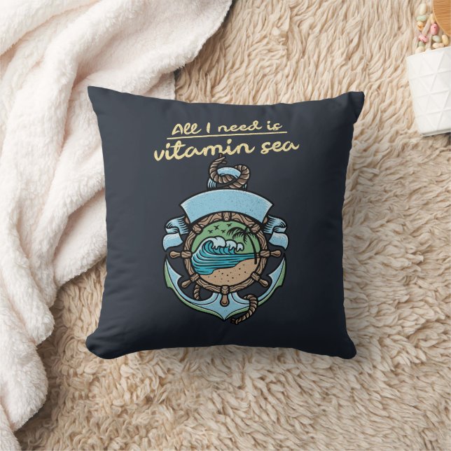 Vitamin Sea Nautical Anker Golf Quote Strand Oceaa Kussen (Deken)