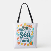 Vitamin Sea Tote Bag - Ocean Lover's Beach Adventu (Achterkant)