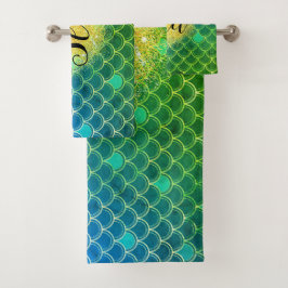 Vitamin Zee Ombre Blauw Groen Zeemeermin Schubben Bad Handdoek