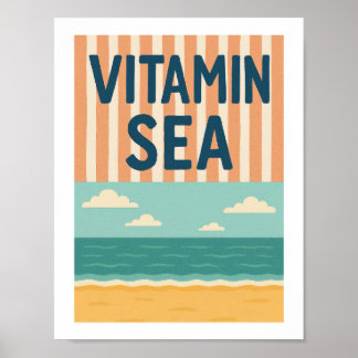 Vitamin Zee Retro Strand Typografie Kust Punt Poster