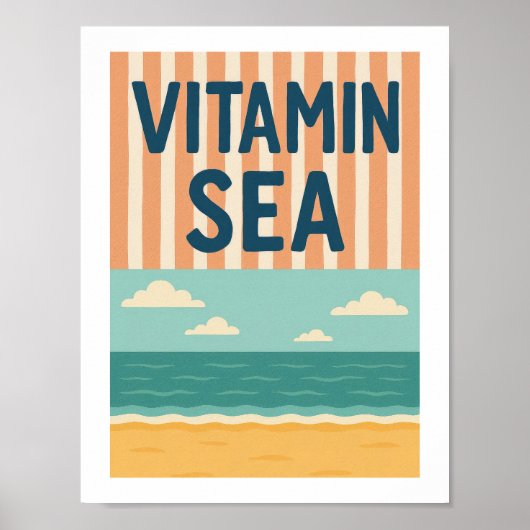Vitamin Zee Retro Strand Typografie Kust Punt Poster (Voorkant)