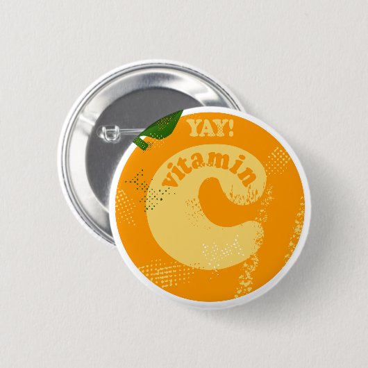 Vitamine C-Sinaasappel Ronde Button 5,7 Cm (Voorkant /achterkant)