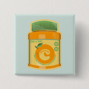 Vitamine C wellness Vierkante Button 5,1 Cm