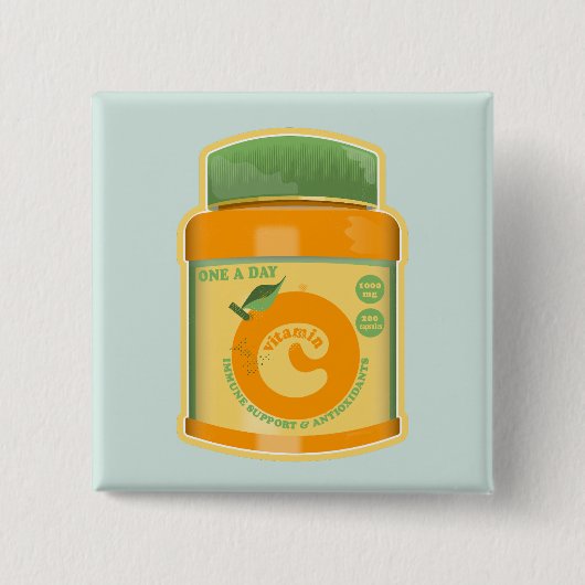 Vitamine C wellness Vierkante Button 5,1 Cm (Voorkant)