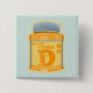 Vitamine D capsules gezondheid en welzijn Vierkante Button 5,1 Cm