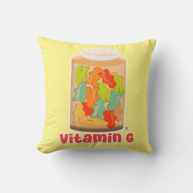 Vitamine G Meeple Bordspel Gummy Art Fun Kussen (Voorkant)