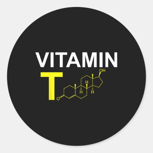 Vitamine T Testosteron Bodybuilding Weightlift Ronde Sticker (Voorkant)