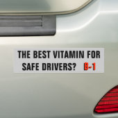 Vitamine voor veilige bestuurders? B-1 Bumpersticker (Op auto)