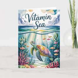 Vitamine Zee Aquarel Zeeschildpad Onderwater Koraa Kaart