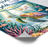 Vitamine Zee Aquarel Zeeschildpad Onderwater Koraa Poster (Hoek)