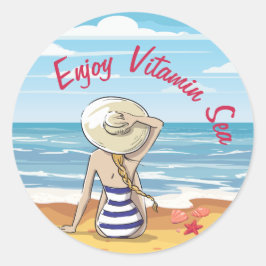 Vitamine Zee Beach 60s Style Ronde Sticker