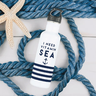 Vitamine Zee Navy en wit Waterfles