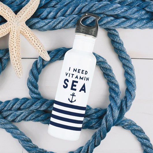 Vitamine Zee Navy en wit Waterfles