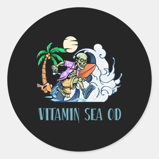 Vitamine Zee Strand Verpleegster Ocean Verpleegkun Ronde Sticker (Voorkant)