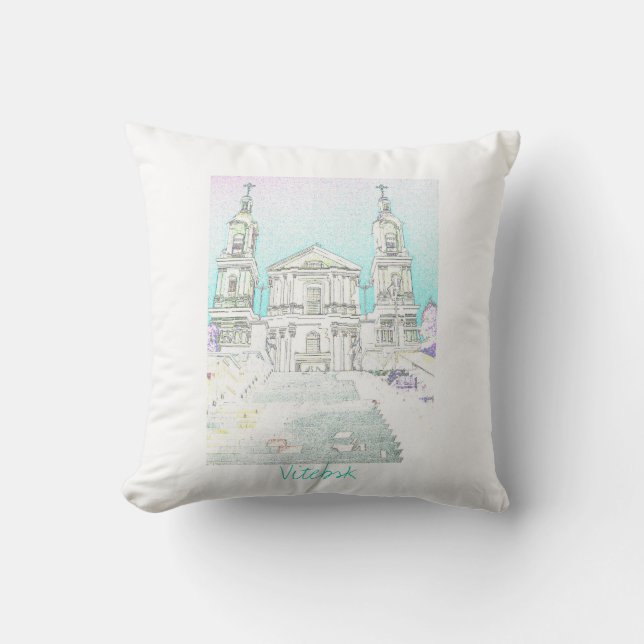 Vitebsk Belarus Church Architecture Cushion Pillow Kussen (Voorkant)