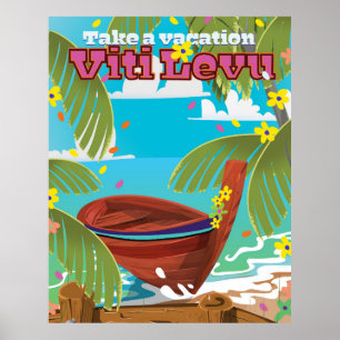 Viti Levu-reisposter voor vakantie. Poster
