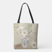 Vitnage Daisy boeket in oude werper Tote Bag (Achterkant)