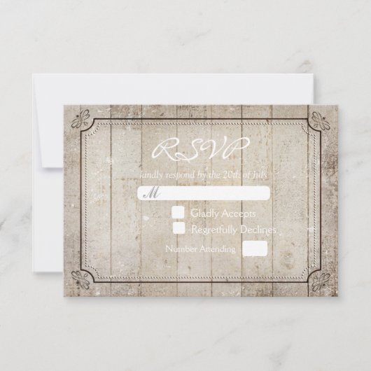 Vitnage Rustic Wooden Country Weddenschap RSVP Car (Voorkant)