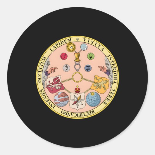 Vitriol Rozenkruisers Geheime Symbolen Alchemie Ronde Sticker (Voorkant)