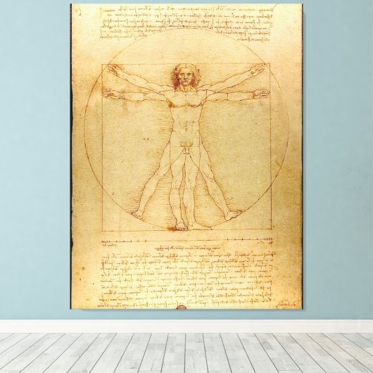 Vitruve Luc Viatour van Leonardo da Vinci Canvas Afdruk (Insitu (Houten vloer))