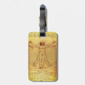 Vitruviaans Man door Leonardo da Vinci Bagagelabel (Achterkant verticaal)