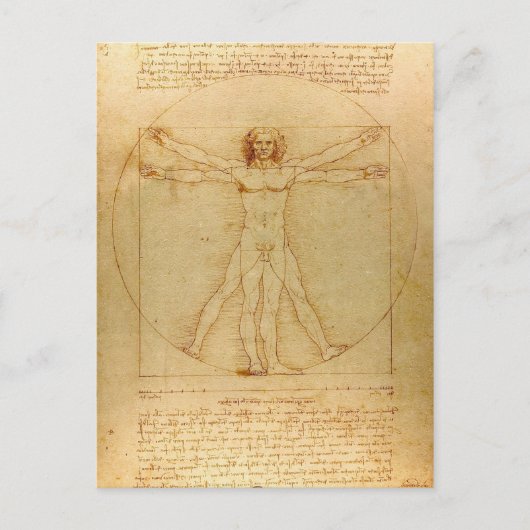 Vitruviaans Man door Leonardo Da Vinci Briefkaart (Voorkant)