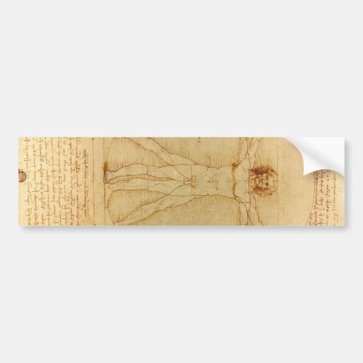 Vitruviaans Man door Leonardo Da Vinci Bumpersticker (Voorkant)