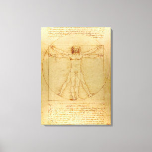 Vitruviaans Man door Leonardo Da Vinci Canvas Afdruk