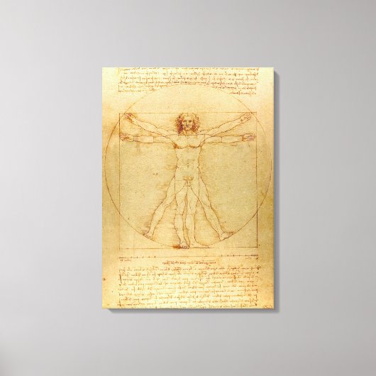Vitruviaans Man door Leonardo Da Vinci Canvas Afdruk (Voorkant)