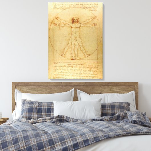 Vitruviaans Man door Leonardo Da Vinci Canvas Afdruk (Insitu (Slaapkamer))